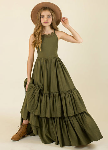 Plus Size Princess Lace Ruffles Layered Dress Baby Kids Flower Girls-TB00842-Veeddydropshipping