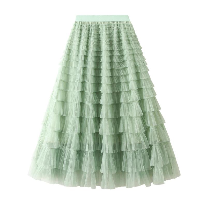 Party Skirt Elastic High Waist Long Tulle Skirt-WF00425-Veeddydropshipping