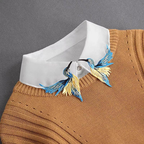 Lace Ladies Front Tie Fake Collar-WF01138-Veeddydropshipping