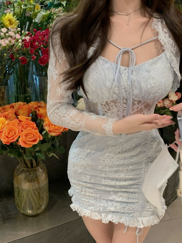 Lace Chiffon Dress Female Sexy Short Skirt -Veeddydropshipping