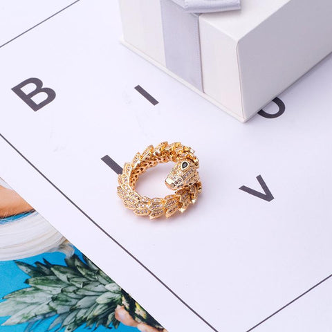 Snake Ring Adjustable Opening Winding Silver Color Zirconia Fashion   -JW00395-Veeddydropshipping