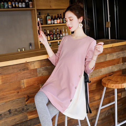 Korean Fashion Cotton Maternity T-shirt Casual Clothes for Pregnant Women Long-TB00561-Veeddydropshipping