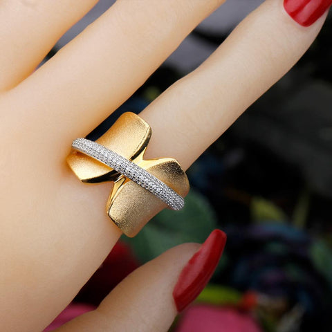 Luxury Grind Arenaceous Bold Ring With Cubic Zirconia Stones -JW00400-Veeddydropshipping