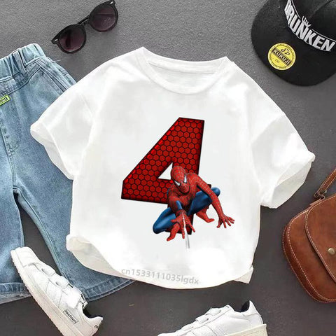 New Children T-Shirt Girl Boy Marvels SpiderMan Letter A-Z Kawaii-TB01130-Veeddydropshipping