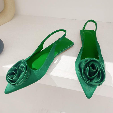 Sandals Flower Decoration Pump Pink Pointed Toe Slingback-BS00897-Veeddydropshipping
