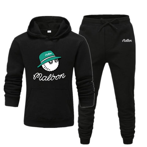 Malben Golf Wear Men's Fleece Hoodie + Pants Winter 2022  Jacket Fashion Casual -OS00635-Veeddydropshipping