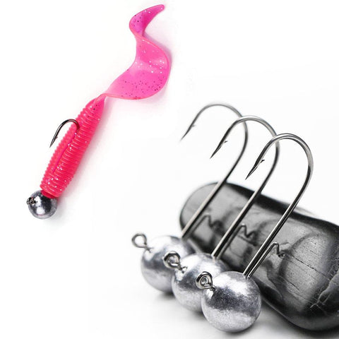 10pcs/lot big head jigs hook 1g-20g All size Round Ball Jig Head Hook Weedless Long Shank -OS00383-Veeddydropshipping
