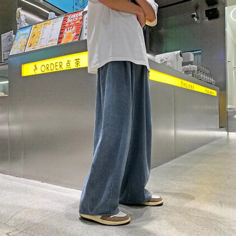Simple All-match Wide Leg Pants Trousers Men Hip Hop-MF00513-Veeddydropshipping