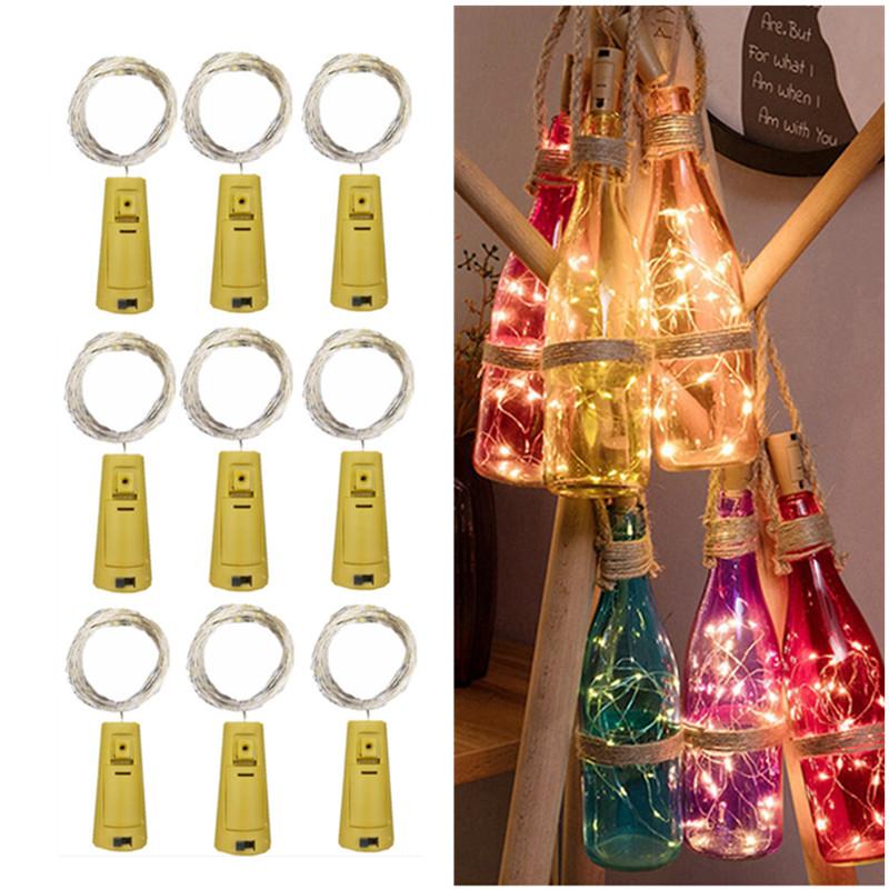 10pcs Wine Bottle Light with Cork LED String Lights Garland Christmas-TI00932-Veeddydropshipping