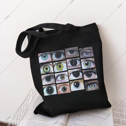 shoulder bag punk shopper bag Gothic eye print canvas bag Vintage-BS00072-Veeddydropshipping