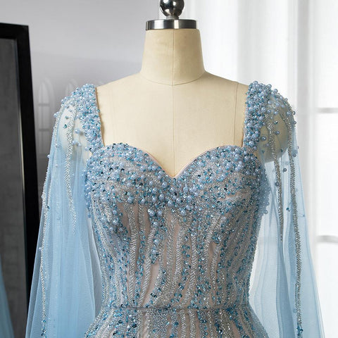 Beaded Mermaid Cape Sexy Evening Dresses-WF01586-Veeddydropshipping