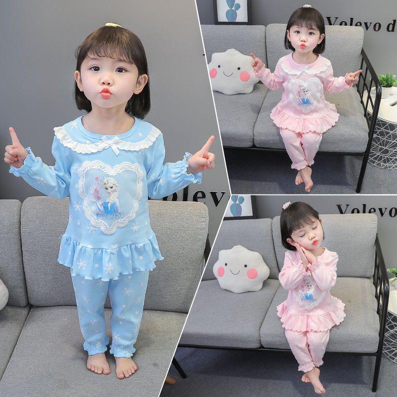 Girls Frozen Pajamas Kids Anna Elsa Cartoon Long Sleeve Clothing-TB01048-Veeddydropshipping
