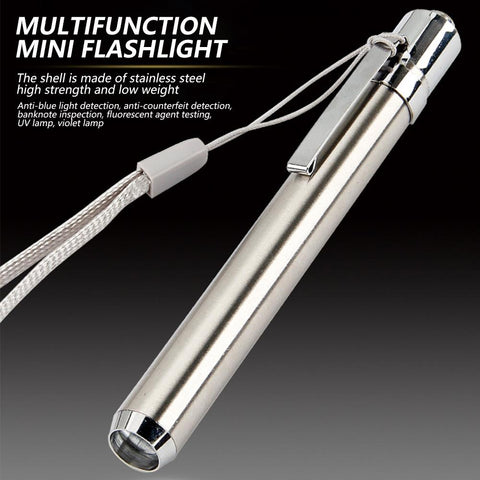 Mini LED Stainless Steel Mini Lamp 395/365 UV Flashlight Torch Ultra Violet Light-TI00788-Veeddydropshipping