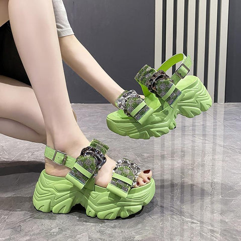 Summer Bling Platform Slippers Woman Thick Bottom Flip-BS00878-Veeddydropshipping