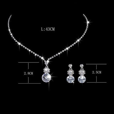Fashion Bride Jewelry Set  Dress Banquet Necklace Earring Set  -JW00306-Veeddydropshipping