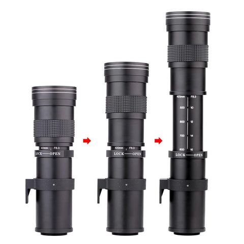 420-800mm F8.3-16 Super Telephoto Lens Manual Zoom Lens +T2 Adaper Ring-CE00378-Veeddydropshipping