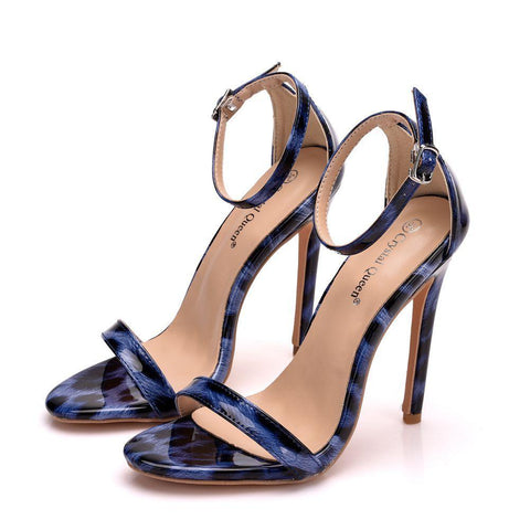 Red Blue Leopard Thin High Heel Sandals Gladiator Stilettos-BS00851-Veeddydropshipping