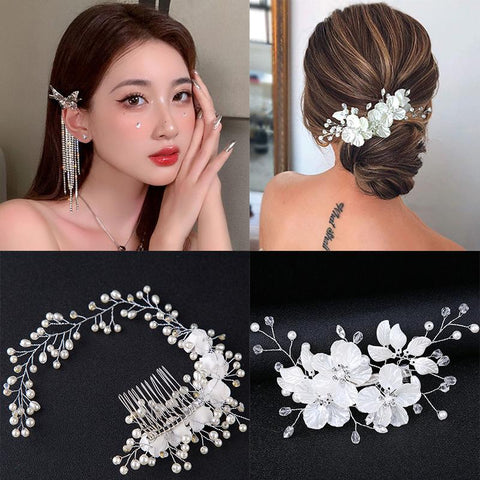 Crystal Pearl Hair Head Piece Hair Comb Headband  -JW00451-Veeddydropshipping