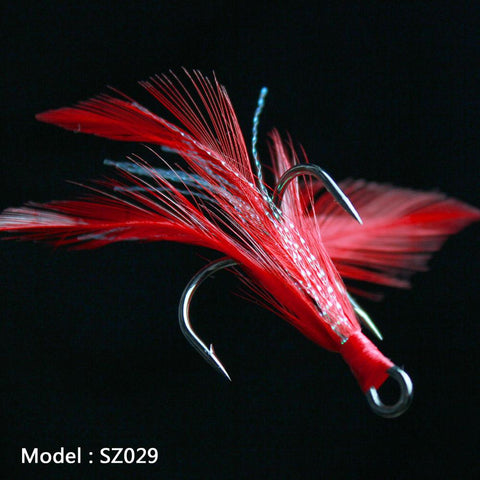 Treble 5pcs Black Fishing Hooks with Multicolor Feather Fly Fishing Tackle High -OS00430-Veeddydropshipping