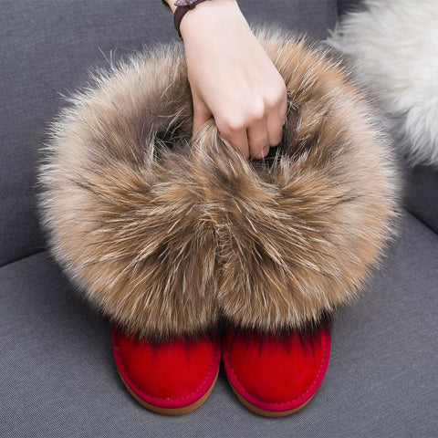 Snow Boots,Real Cowhide,Fox Wool Classic Women-BS01028-Veeddydropshipping
