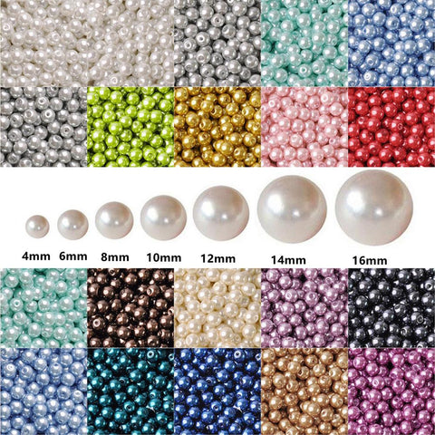 Lot Colors Round Pearl Coated GlassMaking DIY Crafts -JW00140-Veeddydropshipping