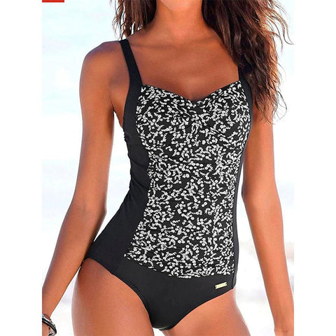 Ruched Swimwear Women One Piece Retro Black Swimsuit Strappy Beach Bathing -OS00084-Veeddydropshipping