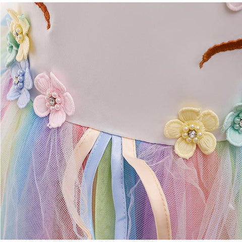 Baby Girls Unicorn Tutu Dress Pastel Rainbow Princess Girls Birthday Party-TB00830-Veeddydropshipping