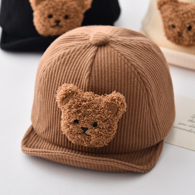 Kids Baseball Caps Cartoon Bear Boys Girls Corduroy Peaked Cap Toddler-Veeddydropshipping-3
