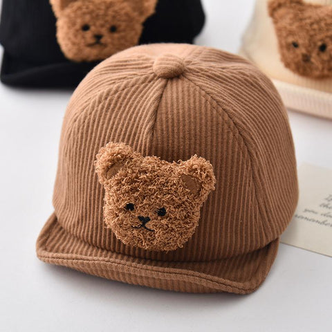 Kids Baseball Caps Cartoon Bear Boys Girls Corduroy Peaked Cap Toddler-Veeddydropshipping-3