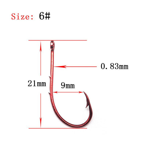 100 pcs High Carbon Steel Fishing Hook Double Barb Red Covering Fishhook -OS00440-Veeddydropshipping