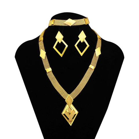 Gold Colour Jewelry Sets Anniversary Accessories Gift -JW00346-Veeddydropshipping