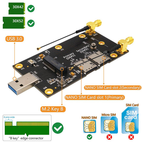 M.2 to USB 3.0 Adapter with 2 Antennas to USB 3.0 Type -CO00103-Veeddydropshipping