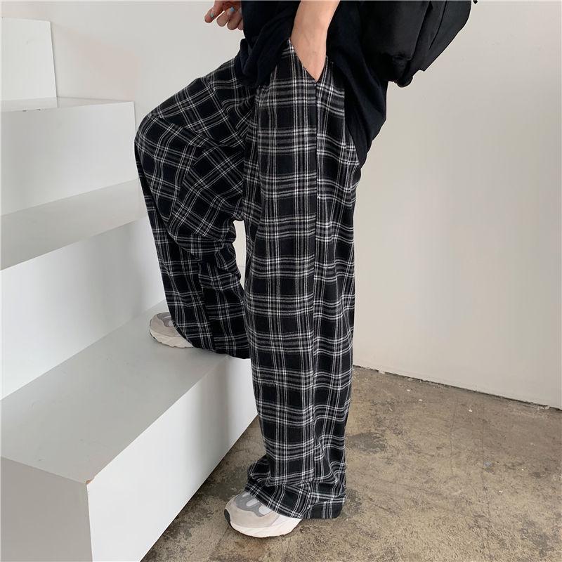 Plaid Pants Men S-3XL Casual Straight Trousers-Veeddydropshipping