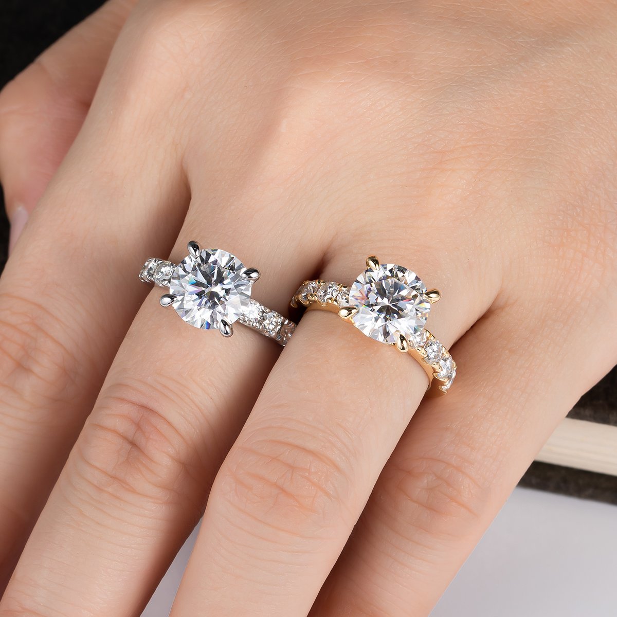 4.3cttw D Color Moissanite Engagement Rings 925 Sterling Silver-JW00002-Veeddydropshipping