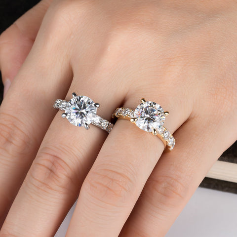 4.3cttw D Color Moissanite Engagement Rings 925 Sterling Silver-JW00002-Veeddydropshipping