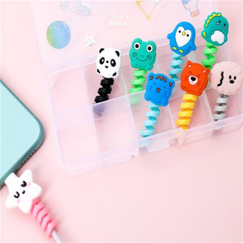Cartoon Spiral USB Protector Charge Cable Silicone Bobbin Winder For Cell Phone-PA00941-Veeddydropshipping