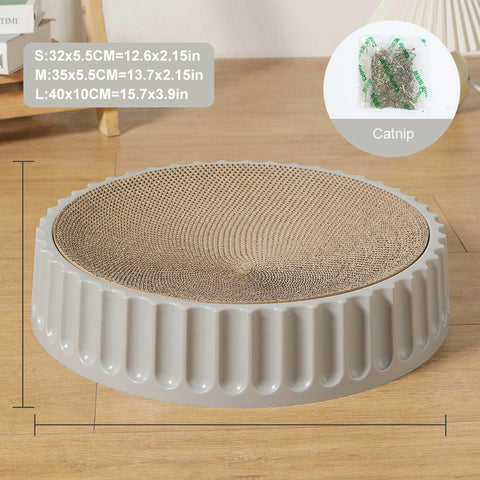 Round Cat Scratcher Pad Grinding Claws Cardboard-HA01418-Veeddydropshipping