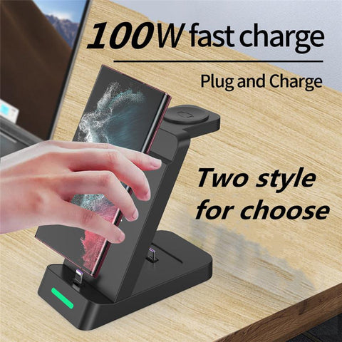 100W 4 in 1 Wireless Charger Stand For IPhone 14 13 12 11 X Samsung Apple Watch-PA01049-Veeddydropshipping