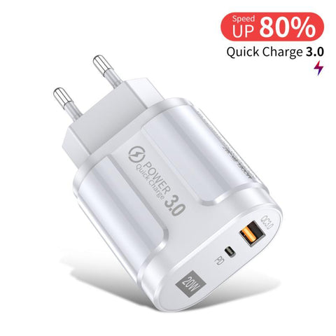 USB Fast Charger 20W PD Fast Charging QC3.0 Mobile Phone Charger-PA00028-Veeddydropshipping