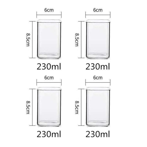 Square Glass Cup Mug Heat-Resistant Water Cups-HA01278-Veeddydropshipping