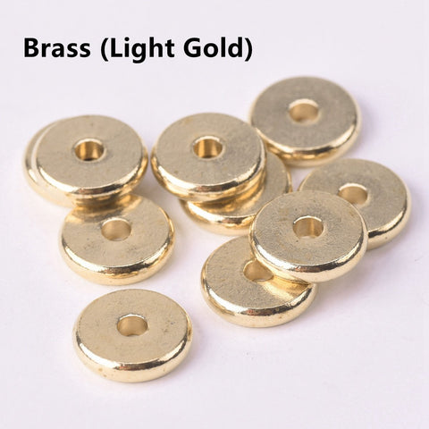 Solid Brass Metal Plated  Flat Round Loose Spacer Beads For Jewelry -JW01487-Veeddydropshipping