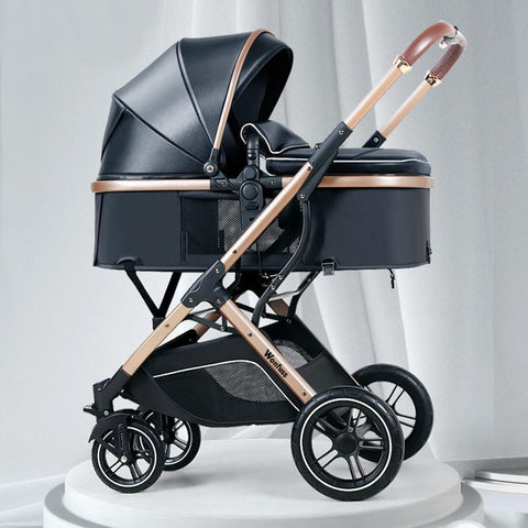 New Cartton Baby Stroller 3 In 1 with Car Seat PU leather foldable-TB00378-Veeddydropshipping