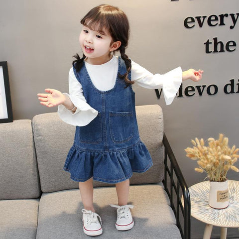 Baby Girls Denim Sling Dresses For Kids Casual Beach Vestidos With Pocket-TB00888-Veeddydropshipping