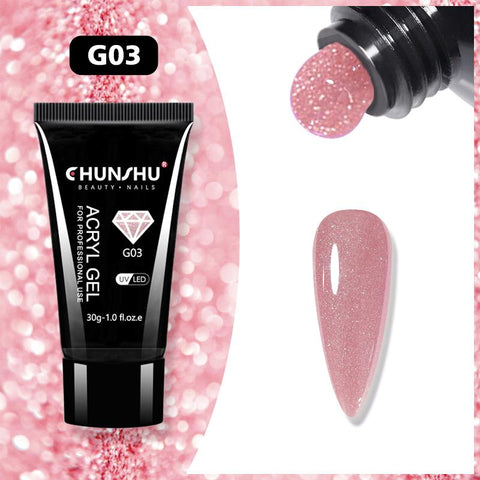 30ML Acryl Gel Nail Art Extension Reflective Glitter Poly UV -BH01001-Veeddydropshipping