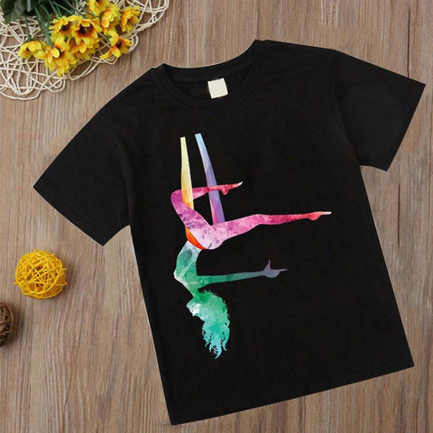 Watercolor Gymnastics T Shirt New Kids Girl Tshirt Kawaii gymnastics art Top-TB01143-Veeddydropshipping