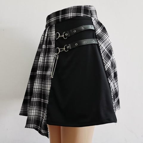 Women Punk Irregular Mini Pleated Skater Skirt-WF00501-Veeddydropshipping