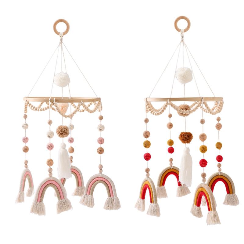 Baby Toys Wooden Rattles Nordic Style Rainbow Infant Crib Mobile Bed Bell-TB00504-Veeddydropshipping
