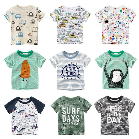 Boys T Shirt Short Sleeves Cotton Tops Girls Baby Children Clothing-TB01125-Veeddydropshipping