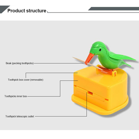 Cute Little Bird Toothpick Container Automatic Toothpick-HA00819-Veeddydropshipping