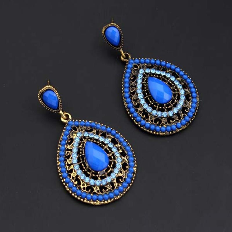 Dangle Vintage Red Big Crystal Drop Earrings Wedding Earrings Jewelry-JW01441-Veeddydropshipping